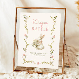 Poster Vintage Bunny Baby Shower Diaper Raffle Sign