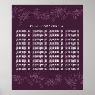 Poster Vintage Burgundy Plum Casamento Gráfico