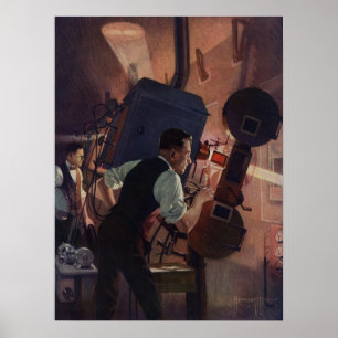 Póster Vintage Business, Movie Theater Projectionist
