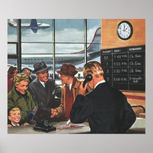 Poster Vintage Business, Pessoas no Contador de Bilhetes