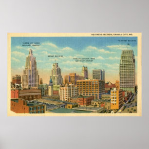 Póster Vintage Business Section Kansas City, MO