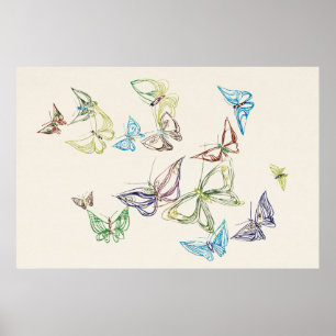 Poster Vintage Butterfly por Kamisaka Sekka (1904)