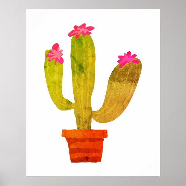 Poster Vintage cactus botanical desenho wall (Frente)