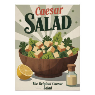 Póster Vintage Caesar Salad Poster – Retro Kitchen Art