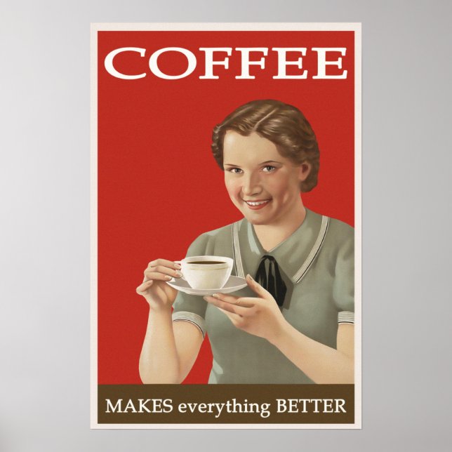 Poster Vintage Café Anúncio ''Tudo Melhor'' (Frente)