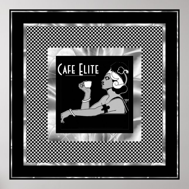 Poster Vintage Cafe Elite Art Deco (Frente)