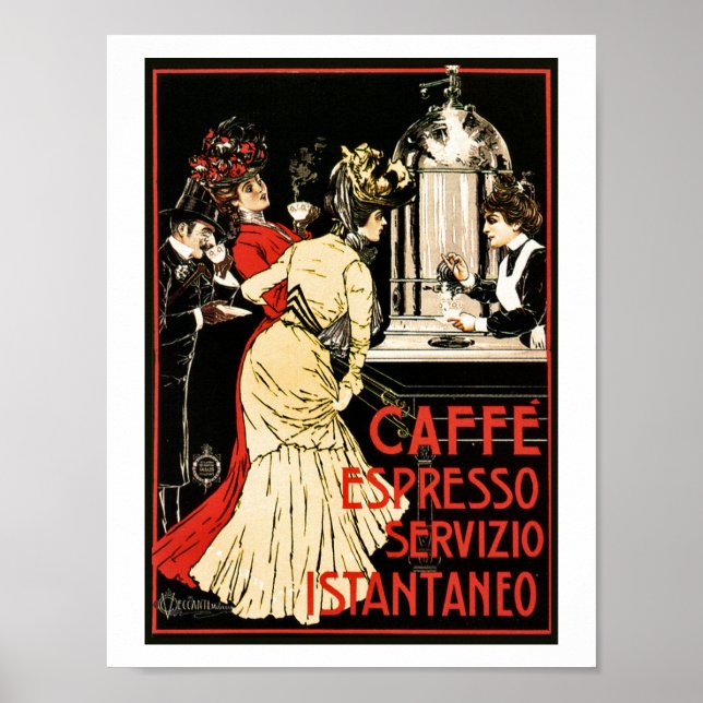 Poster Vintage café vitoriano italiano expresso e (Frente)