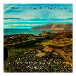 Póster Vintage Camano Island State Park WA, editável