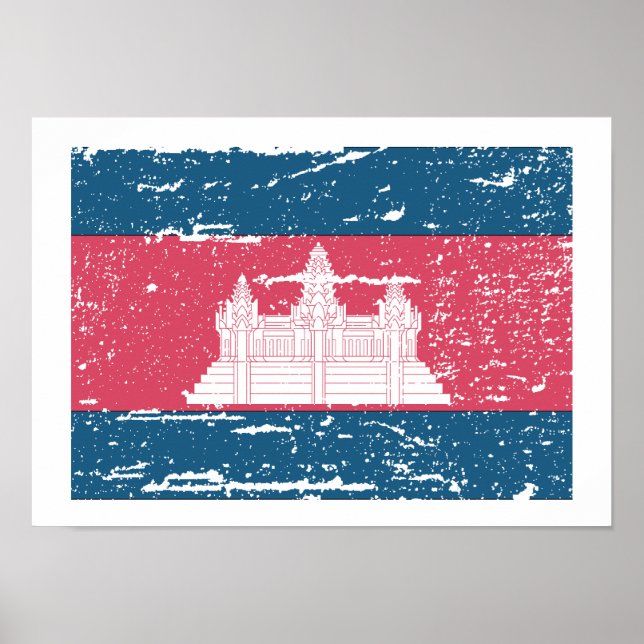 Poster Vintage Camboja Flag (Frente)