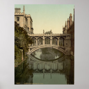 Póster Vintage Cambridge Inglaterra, ponte dos suspiros