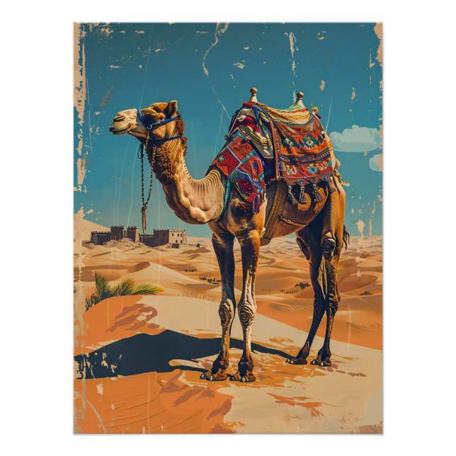 Póster Vintage Camel Retro Desert Decoupage (Frente)