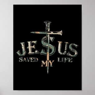 Poster Vintage Camo Jesus Cross Cristo Salvou Minha Quota