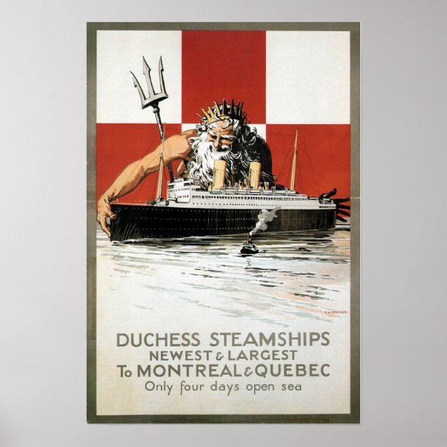 Poster Vintage Canada Steamship Viagem (Frente)