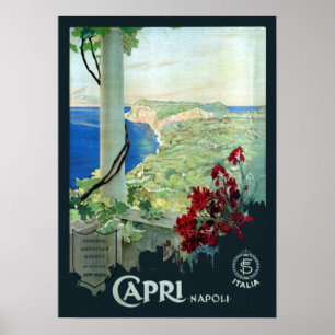 Poster Vintage Capri Napoli Viagem Itália