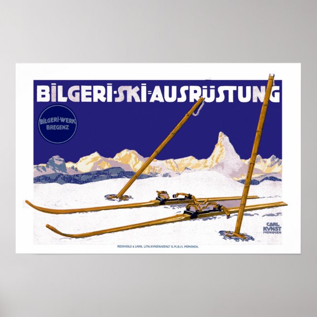 Póster Vintage Carl Kunst Bilgeri Equipamento de Esqui (Frente)