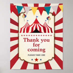 Poster Vintage Carnival Birthday Obrigado por vir