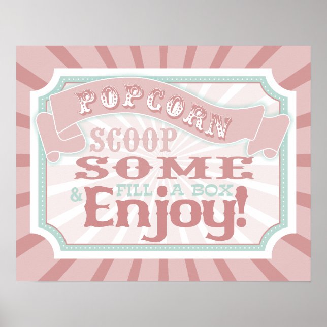 Poster Vintage Carnival Popcorn Sinal (Frente)