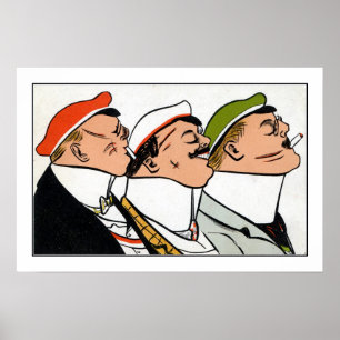 Póster Vintage Cartoon Acadêmico Esgrima Mensur