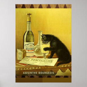 Póster Vintage Cat - Absinthe Bourgeois