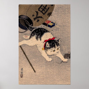 Poster Vintage Cat and Mouse por Ohara Koson