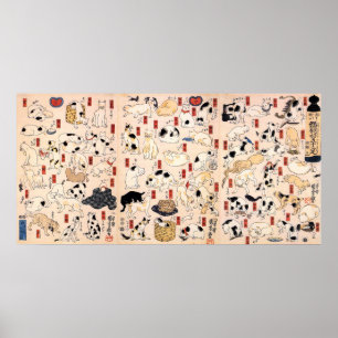 Poster Vintage Cats Japoneses por Utagawa Kuniyoshi