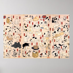 Poster Vintage Cats Japoneses por Utagawa Kuniyoshi