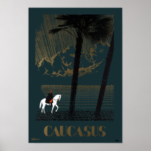Poster Vintage Caucasus Mountains Russia Viagem