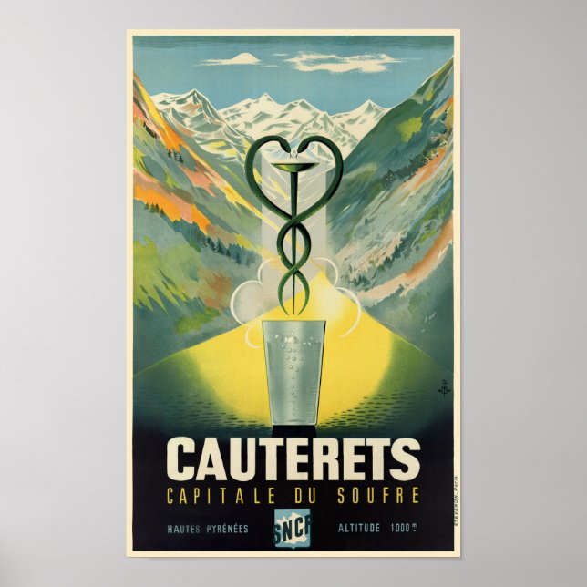 Poster vintage Cauterets França (Frente)