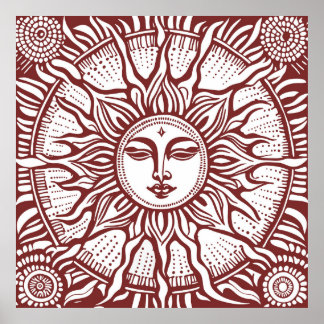 Poster Vintage Celestial Decorativo Retro Sunburst