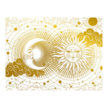Vintage Celestial Ouro Sun e Lua em Branco