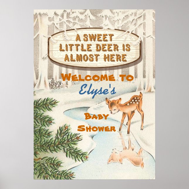 Poster Vintage Chá de fraldas da floresta de inverno (Frente)