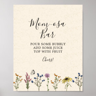 Poster Vintage Chá de fraldas de flor selvagem Sinal de B