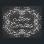 Póster Vintage chalkboard Merry Christmas Quote Art<br><div class="desc">Vintage chalkboard "Merry Christmas" quote art with decorative,  festive frame to adorn your rooms at Christmas time. 
Elegant,  black and white Christmas print. 
Choose your size and paper type.
Wonderful Christmas gift idea too.</div>