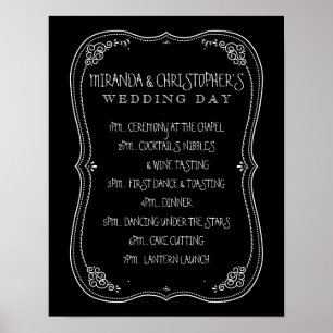 Poster Vintage Chalkboard Weding Day of Schedule (Dia de 