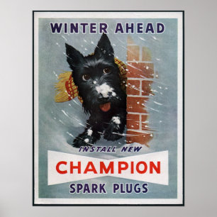 Póster Vintage Champion Spark Anúncio