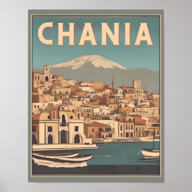 Poster Vintage Chania City Souvenirs crete grécia (Frente)