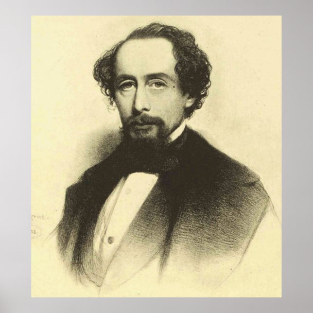 Poster Vintage Charles Dickens Portrait (Frente)