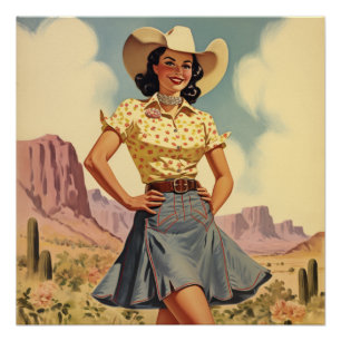 Póster Vintage Charm na Pradaria: Sussurros Oeste Selvage