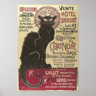 Poster Vintage Chat Noir, Vente Hôtel Drouot Steinlen