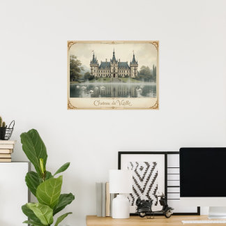 Poster Vintage Château de Vizille França Landscape Art
