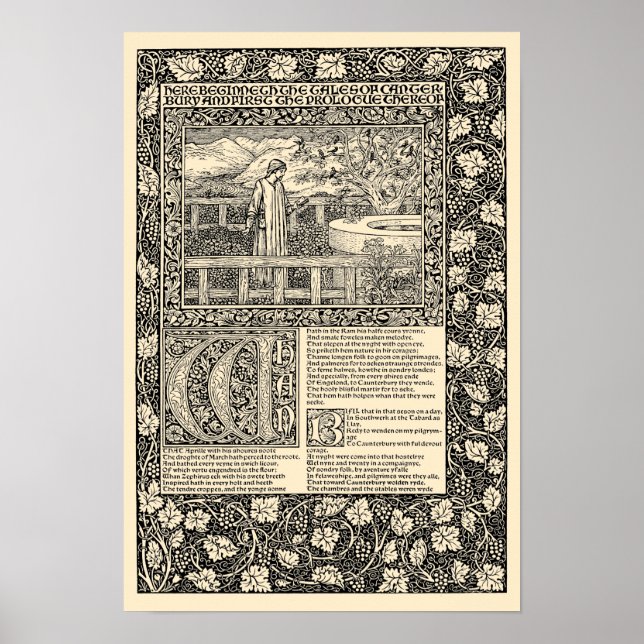 Poster Vintage Chaucer Leaf por Kelmscott Press (Frente)