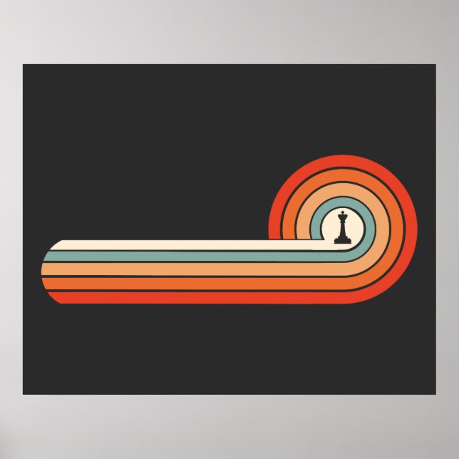 Poster Vintage Chess Piece King Sunset (Frente)