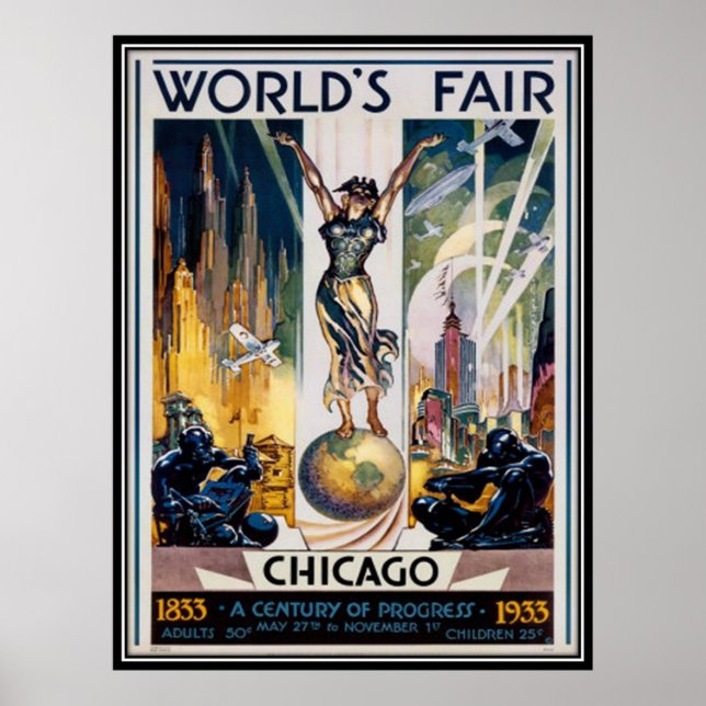 Póster Vintage Chicago, EUA - (Frente)