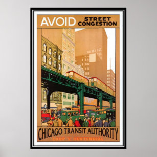Poster Vintage Chicago, EUA -