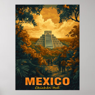 Poster Vintage Chichen Itza, México
