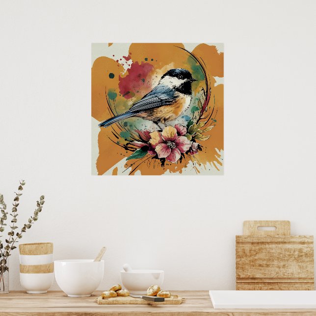 Poster Vintage Chickadee Serenade (Cozinha)