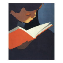 Vintage Child Lendo um Livro da Biblioteca