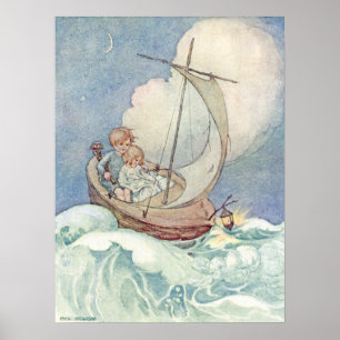 Póster Vintage Children in Boat por Anne Anderson