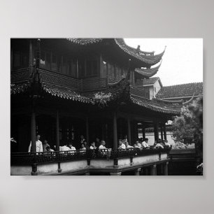 Poster Vintage China Xangai Yuyuan jardim Salão Dianchun