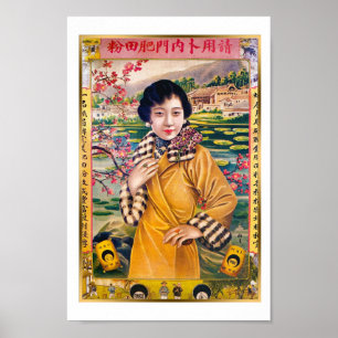 Poster Vintage Chinês Publicando Casaco Shanghai